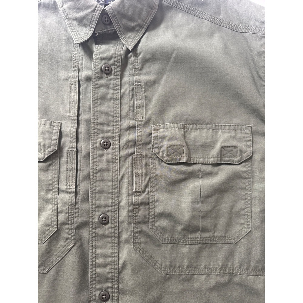 5.11 Tactical Series Mens L Ripstop Short Sleeve Button Down Shirt Olive 71175 - Picture 6 of 9